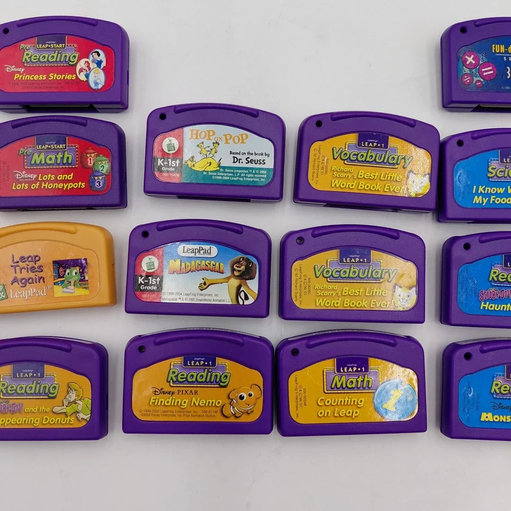 LeapFrog LeapPad Game Cartridge Lot Disney Pixar Scooby-Doo 18pc Educational Set